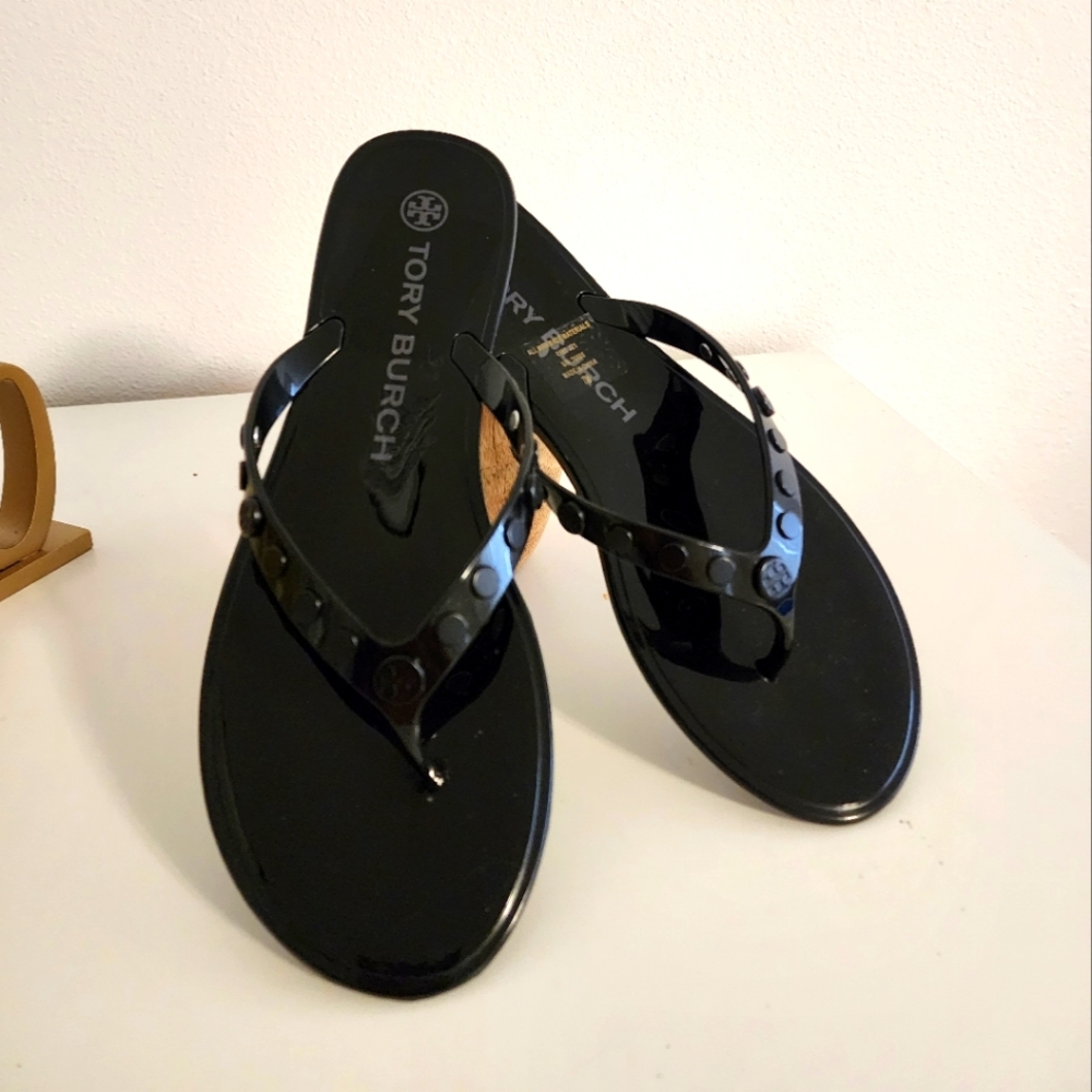 Tory Burch Studded Jellies flip flops in Black